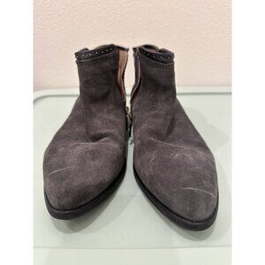 Italeau Miralda Women's Gray Suede Leather Studded Side Zip Ankle Boots Size 41
